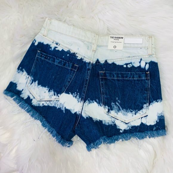 Blank NYC The Barrow Dark Wash Tie-Dye Vintage High-Rise Denim Shorts - Picture 3 of 7